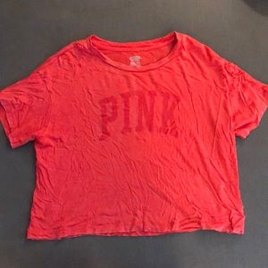 Short sleeve red PINK shirt in like new condition. SMOKE FREE HOME!